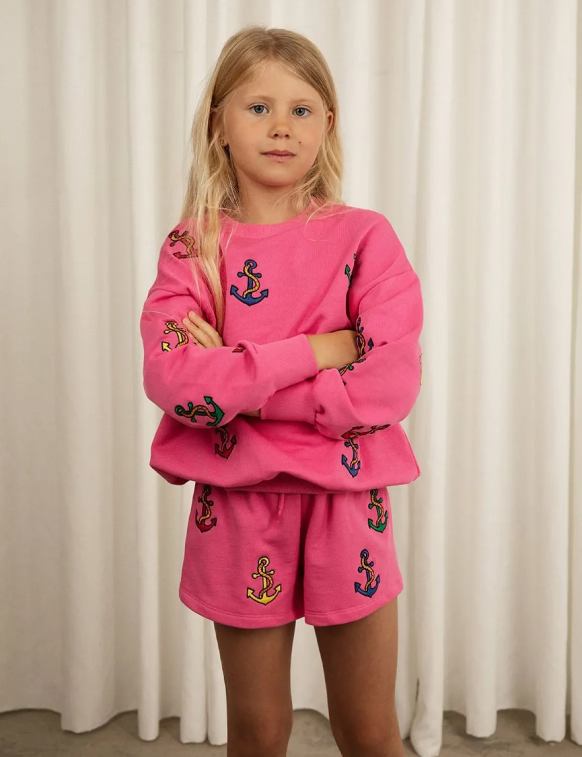 Anchor Embroidered Sweatshirt Pink