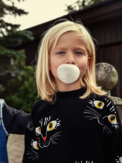 Cat Face Velour Sweatshirt
