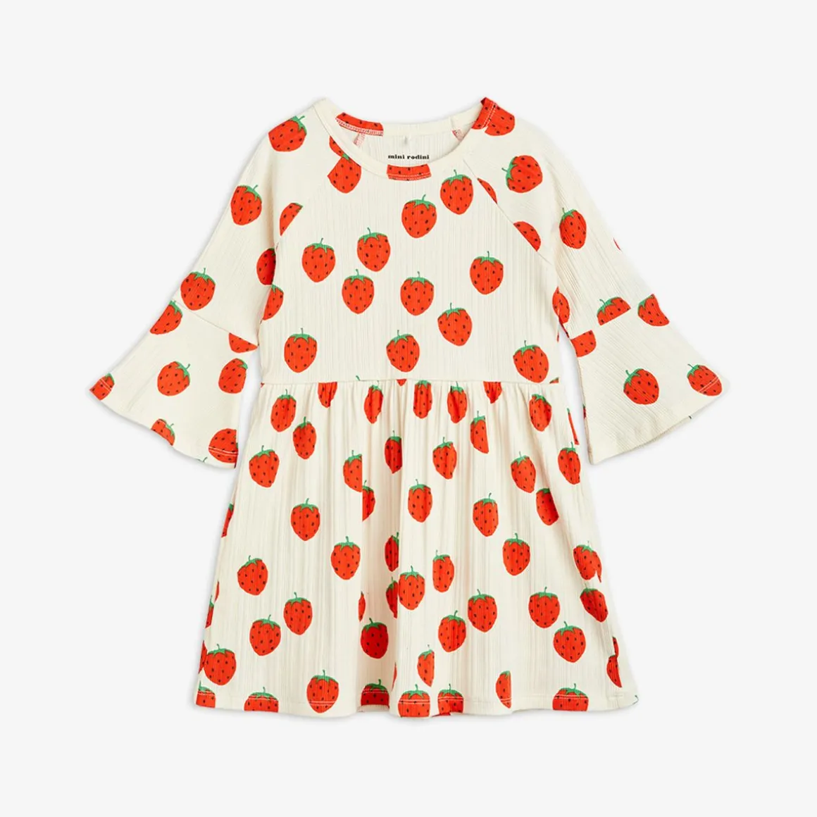 Strawberries Trumpet Sleeve Dress