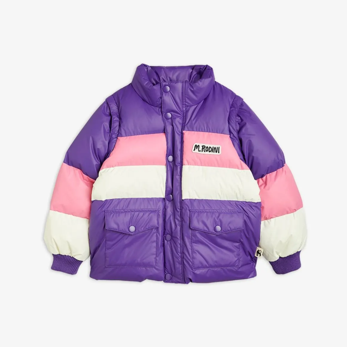 Zipper Sleeve Puffer Jacket Purple